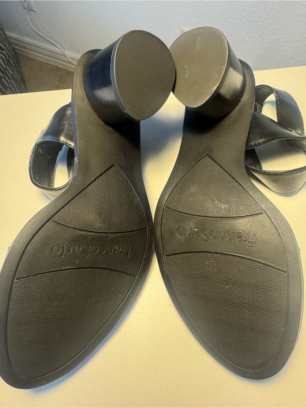 Franco Sarto Black Ankle Strap Block Heel Sandals - Picture 7 of 7